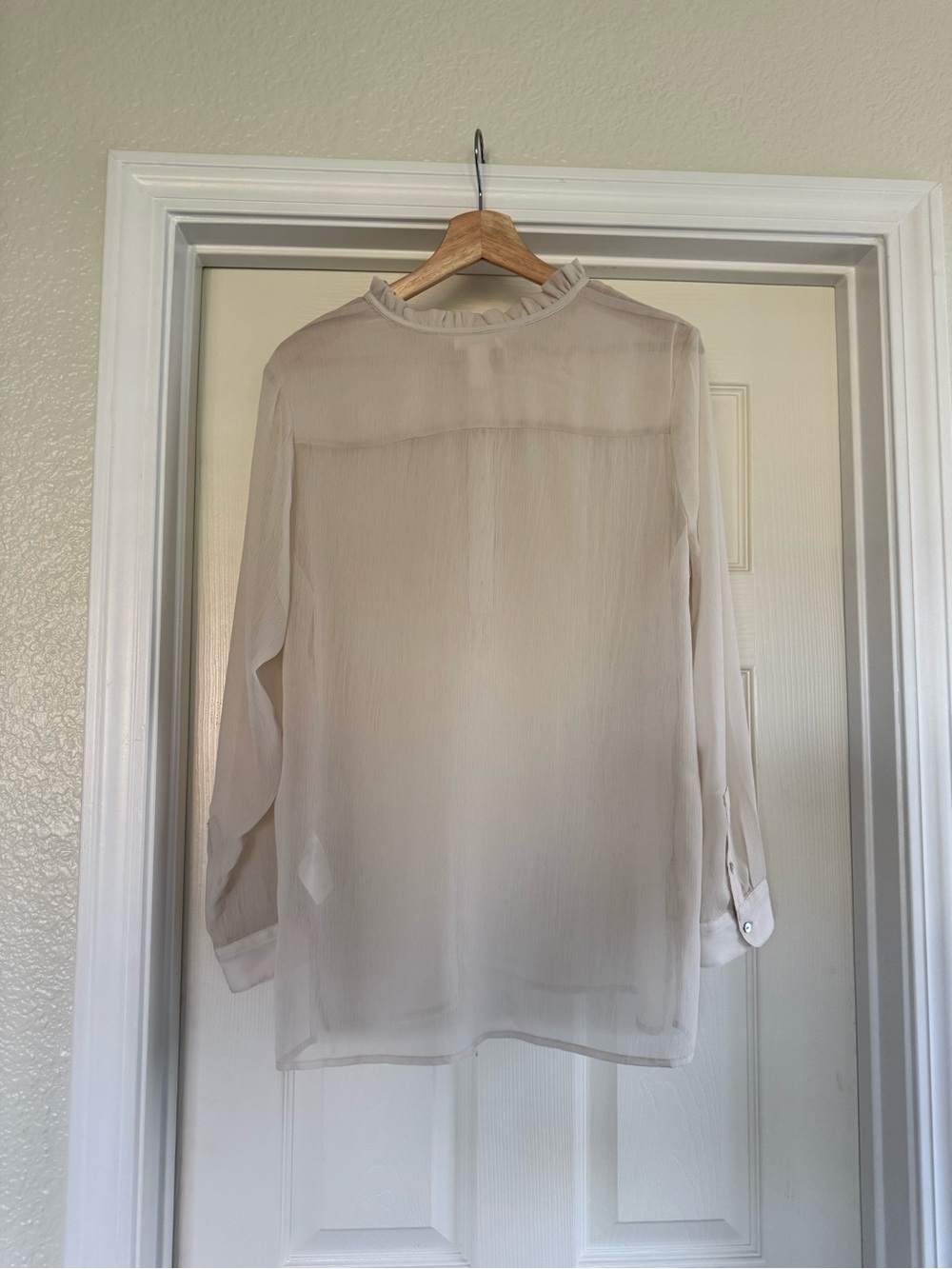 H&M Sheer Ivory Ruffle-Neck Button Blouse - Picture 5 of 5